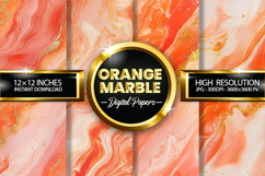 Orange Marble Digital Papers - 04 Variations Product Image 1
