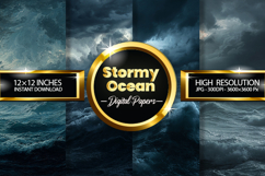 Stormy Ocean Digital Papers - 04 Variations Product Image 1