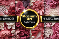 Macram Flower Art Digital Papers - 04 Variations Product Image 1