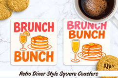Retro Diner Style square coasters. Sublimation PNG. Product Image 1