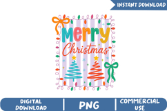 Colorful Merry Christmas Sublimation, ChristmasPng Product Image 1