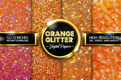 Orange Glitter Digital Papers - 04 Variations Product Image 1