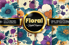 Floral Digital Papers - 04 Variations Product Image 1