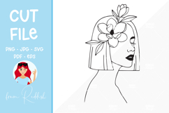 Woman portrait with flowers silhouette,cut file, T-shirt SVG Product Image 1