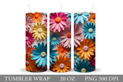 Daisy Flowers Tumbler Design. Floral Tumbler Sublimation Product Image 1