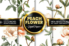 Peach Flowers Digital Papers - 04 Variations Product Image 1