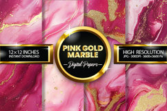 Pink Gold Marble Digital Papers - 04 Variations Product Image 1
