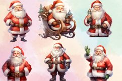 Watercolor Santa Claus Clipart Bundle, Watercolor Santa PNG Product Image 3