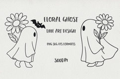 Cute Line Art Halloween Floral Ghosts BUNDLE| EPS, SVG, PNG Product Image 2