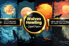 Wolves Howling Digital Papers - 04 Variations Product Image 1