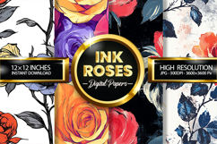 Ink Rose Digital Papers - 04 Variations Product Image 1