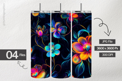 Neon Flower Digital Papers - 04 Variations Product Image 2