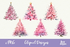 6 Pink Christmas Tree PNG | Coquette Christmas Clipart Product Image 1