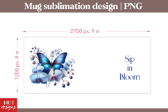 Orchid Blue Butterfly Mug sublimation Spring mug wrap Product Image 2
