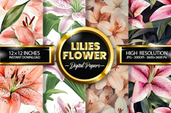 Lilies Flower Digital Papers - 04 Variations Product Image 1