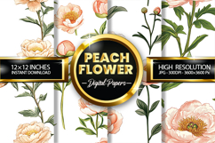 Peach Flowers Digital Papers - 04 Variations Product Image 1