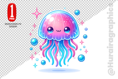 Cute Jelly Fish Clipart - PNG File Product Image 2