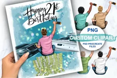 Birthday clip art, best friends clipart, anniversary. Product Image 1