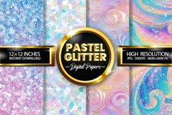 Pastel Glitter Digital Papers - 04 Variations Product Image 1