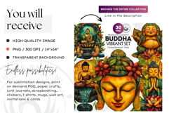 Vibrant Buddha Clipart, Happy buddha, Meditative,Sitting Product Image 2