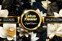 Lotus Flower Digital Papers - 04 Variations Product Image 1