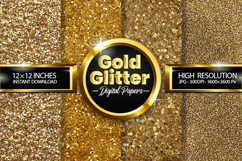 Gold Glitter Digital Papers - 04 Variations Product Image 1