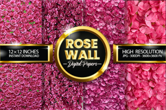 Roses Wall Digital Papers - 04 Variations Product Image 1