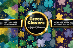 Green Clovers Digital Papers - 04 Variations Product Image 1