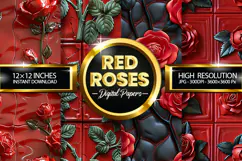 Red Roses Design Digital Papers - 04 Variations Product Image 1