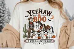 Yeehaw And Boo PNG Sublimation Design - Western Skeleton Cow Product Image 5
