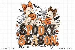 Spooky Season Ghost PNG, Cute Halloween Ghost Trio with Product Image 1
