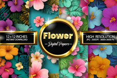 Flower Digital Papers - 04 Variations Product Image 1