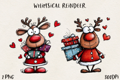Cute Whimsical Christmas Reindeer Clipart Holiday PNG Product Image 8