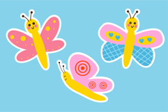 Cute butterfly sticker set colorful cartoon insects Product Image 3