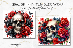 Skull 20 oz Tumbler Wrap PNG, Gothic Sublimation Design Product Image 4
