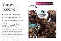Epic Warrior Animal Clipart, gladiator tribal animal,fantasy Product Image 2