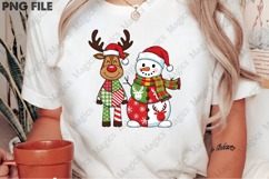 Patchwork Christmas Snowman Reindeer PNG Product Image 2