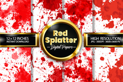 Red Splatter Digital Papers - 04 Variations Product Image 1
