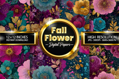 Fall Flower Digital Papers - 04 Variations Product Image 1