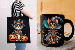 Watercolor Halloween Spooky Cat 2 PNG sublimation Product Image 4