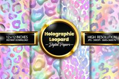 Holographic Leopard Digital Papers - 04 Variations Product Image 1