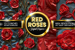 Red Roses Design Digital Papers - 04 Variations Product Image 1