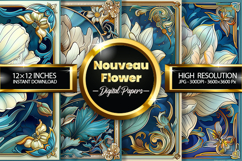 Nouveau Flower Digital Papers - 04 Variations Product Image 1