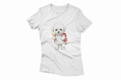 Cute White Puppy with Backpack and Pencil Watercolor PNG Product Image 4