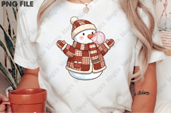 Cute Patchwork Snowman Christmas PNG Product Image 2
