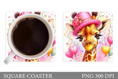 Cute Giraffe Coaster. Giraffe Hearts Coaster Sublimation Product Image 1