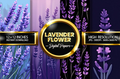 Lavendar Flower Digital Papers - 04 Variations Product Image 1