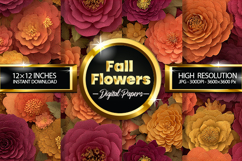 Fall Flower Digital Papers - 04 Variations Product Image 1