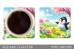 Cute Penguin Coaster Design. Summer Coaster Sublimation Product Image 1