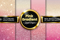 Pink Gradient Glitter Digital Papers - 04 Variations Product Image 1